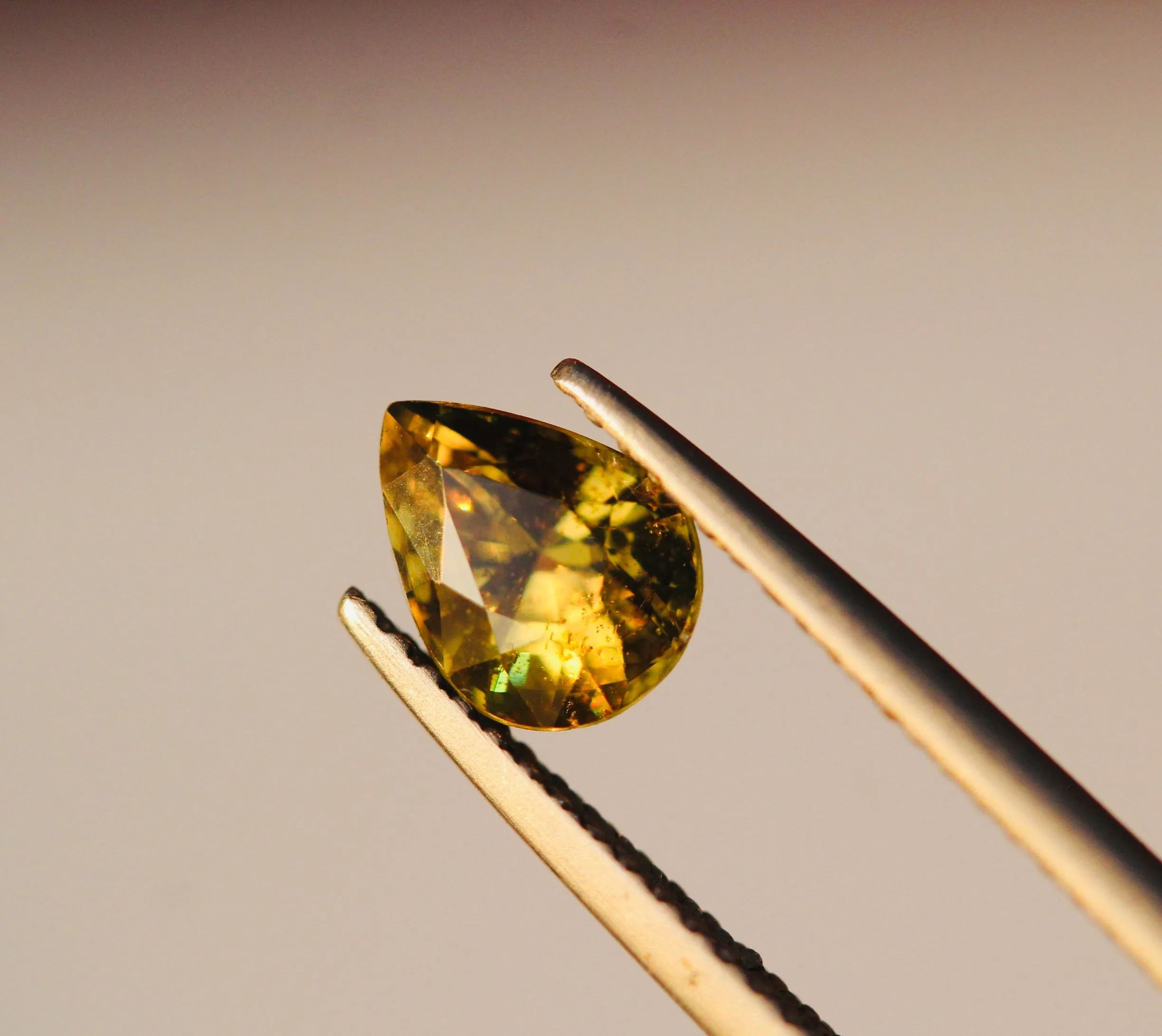 1.2 carats Pear Natural Rare Geenish Yellow Chrysoberyl Faceted Stone