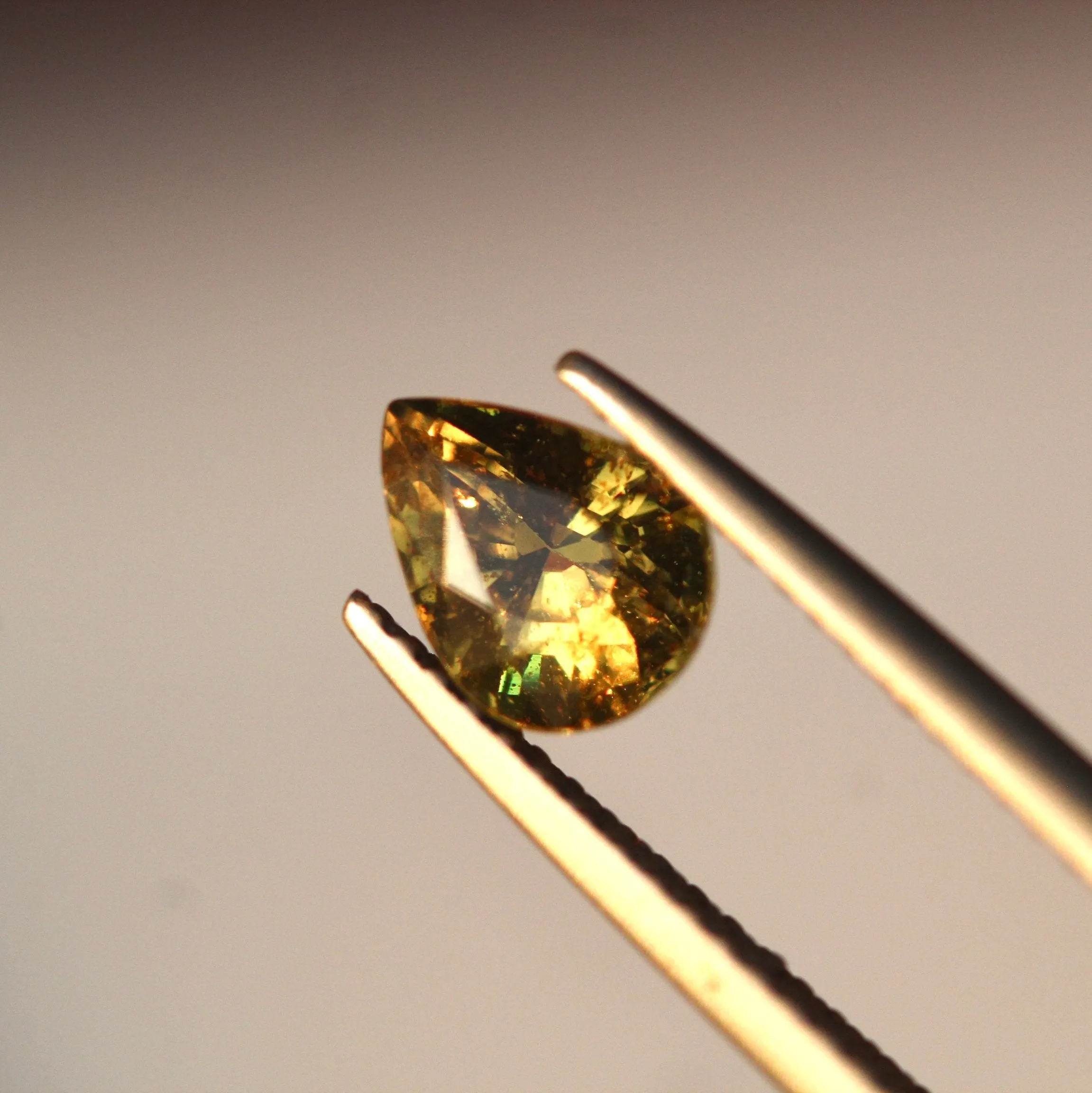 1.2 carats Pear Natural Rare Geenish Yellow Chrysoberyl Faceted Stone