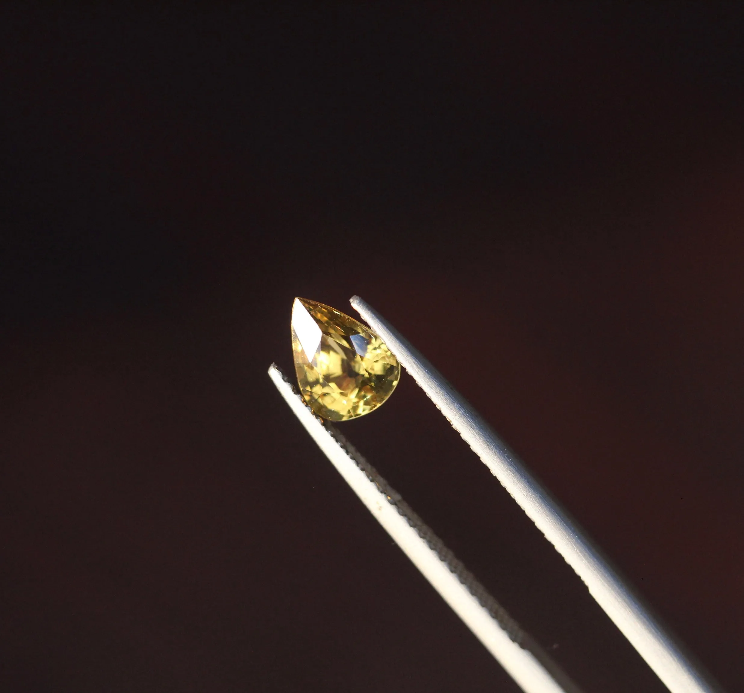 1.2 carats Pear Natural Rare Geenish Yellow Chrysoberyl Faceted Stone