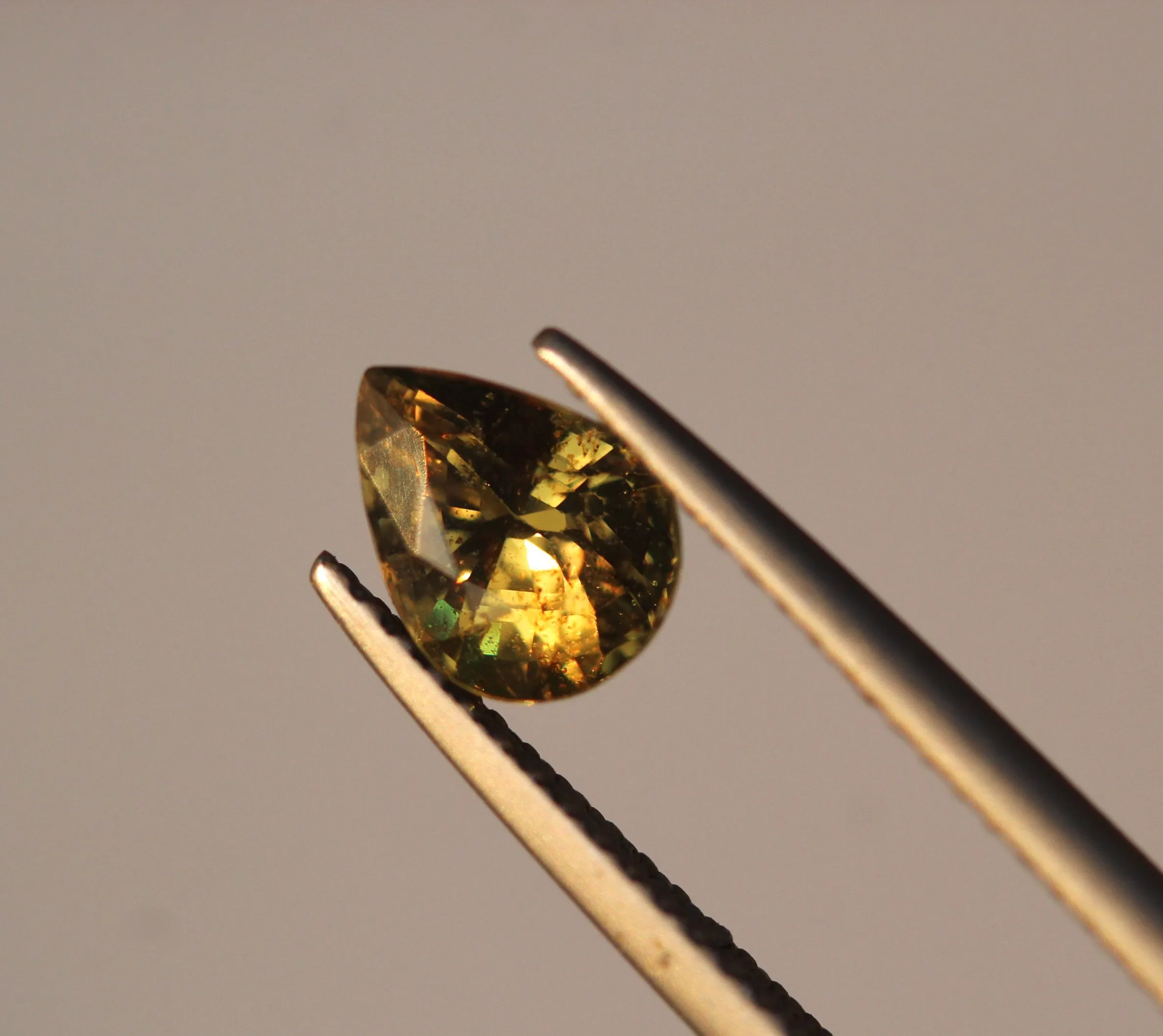 1.2 carats Pear Natural Rare Geenish Yellow Chrysoberyl Faceted Stone