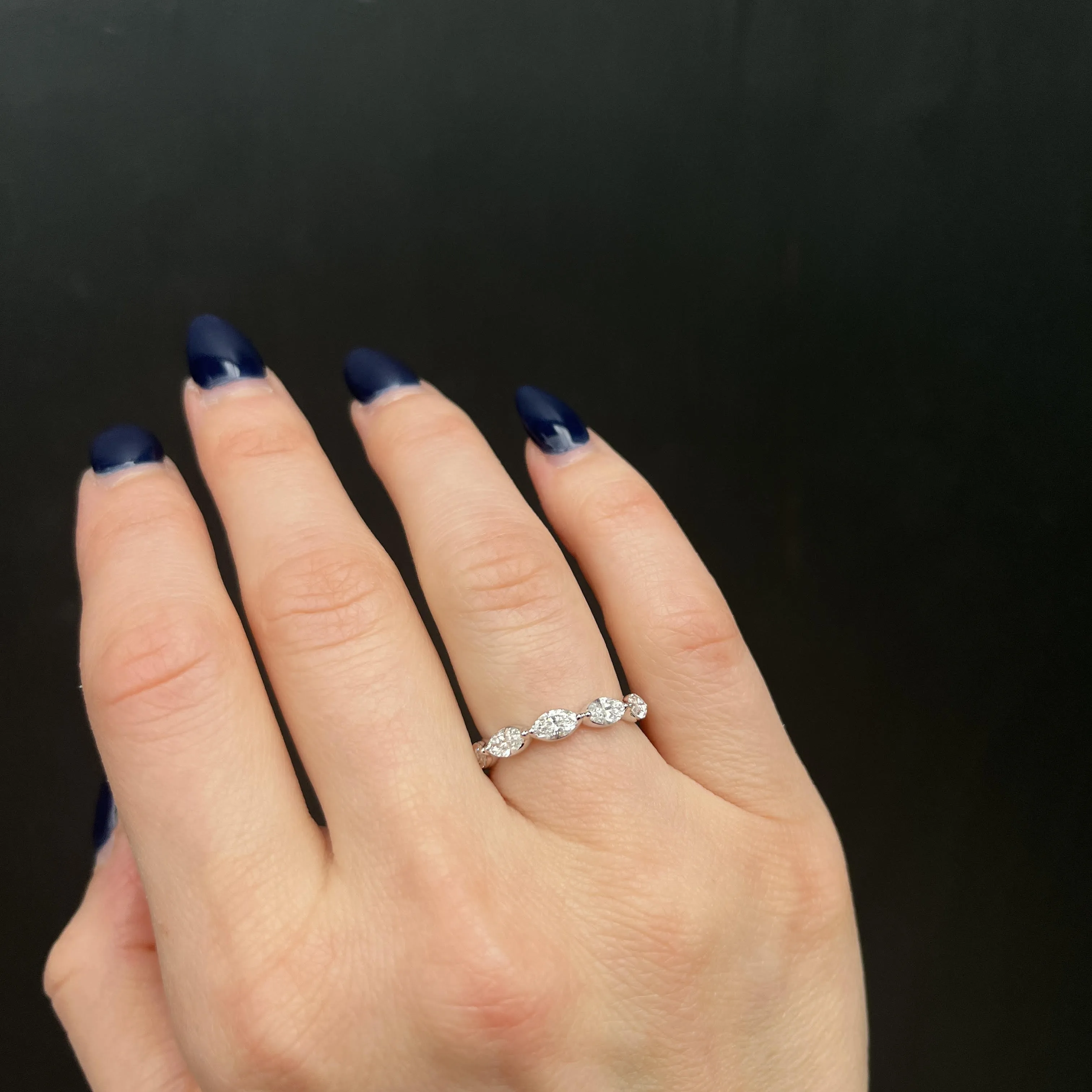 14K White Gold 1.00 CTW Marquise Cut Diamond Band