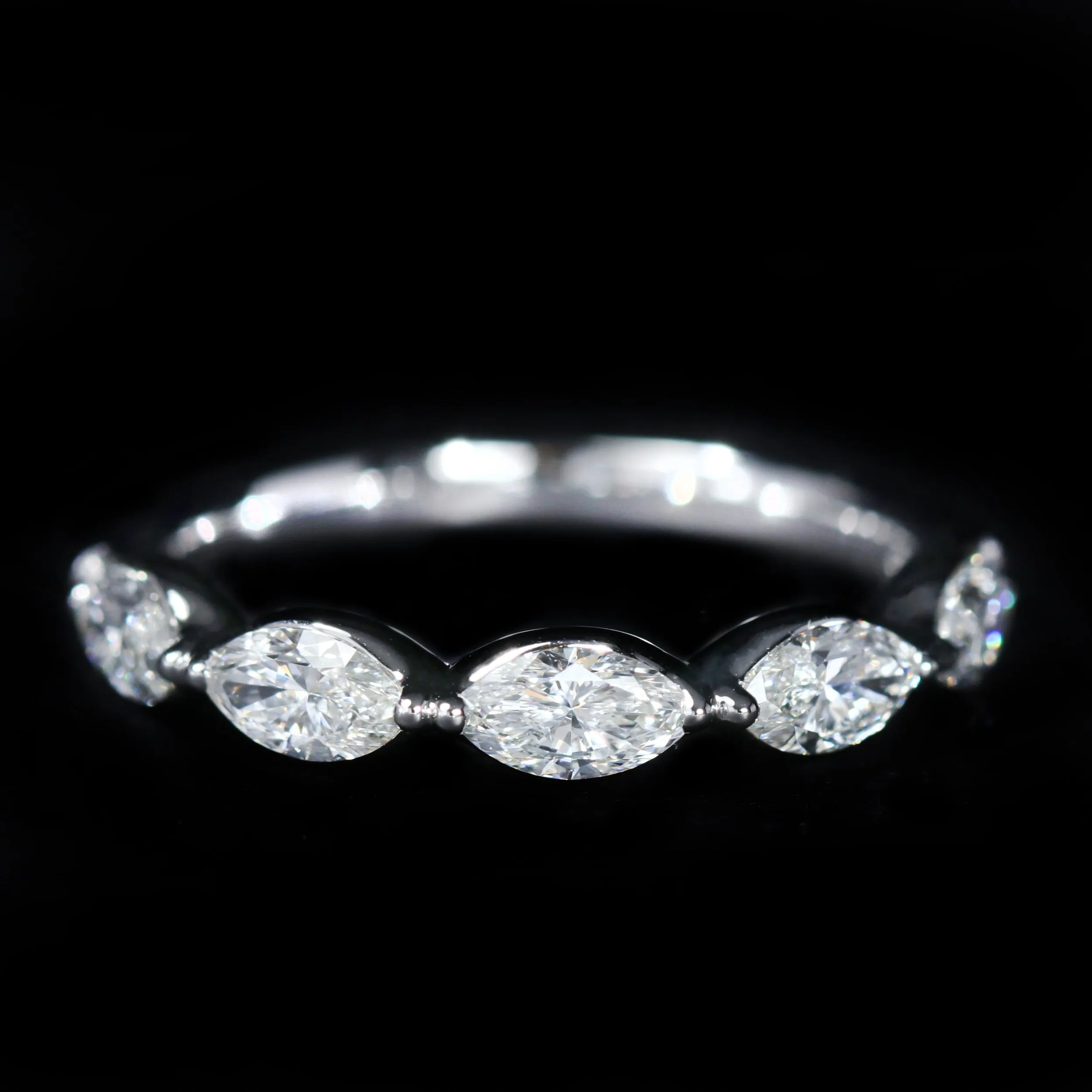 14K White Gold 1.00 CTW Marquise Cut Diamond Band