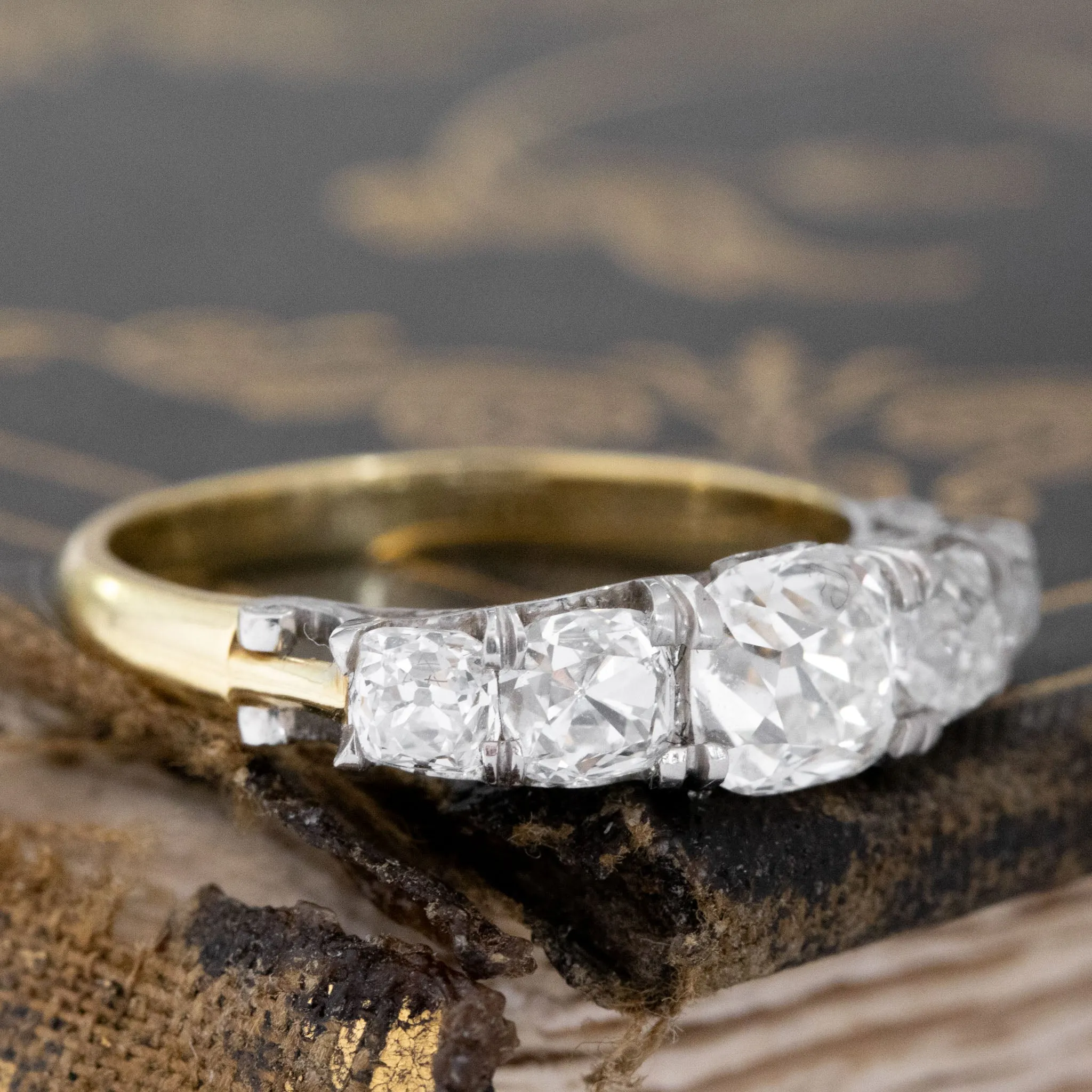 1.87ctw Old Mine Cut Victorian Inspired 5-Stone Band