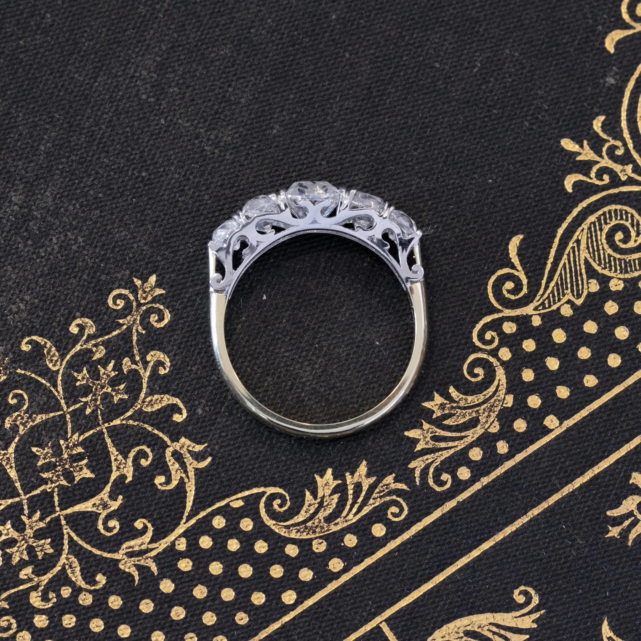 1.87ctw Old Mine Cut Victorian Inspired 5-Stone Band