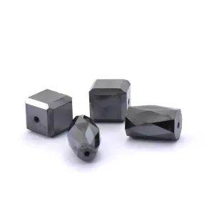 19.00 Cts Fancy Faceted Black Diamond Drilled Beads 4 Pcs