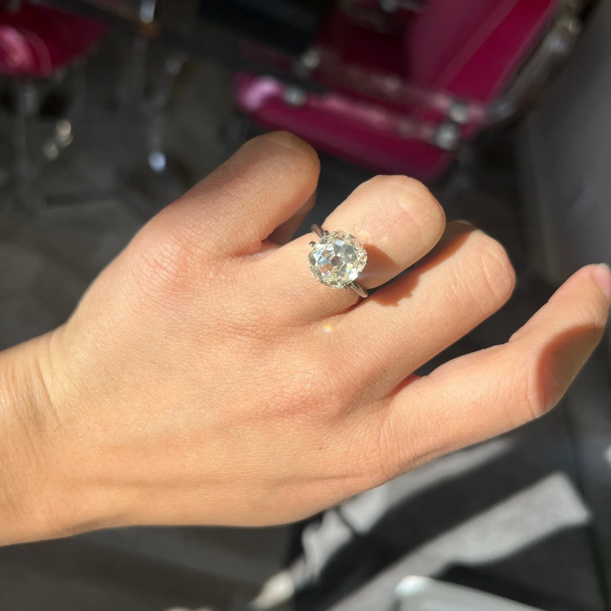 3.16ct Old Mine Cushion Cut Diamond