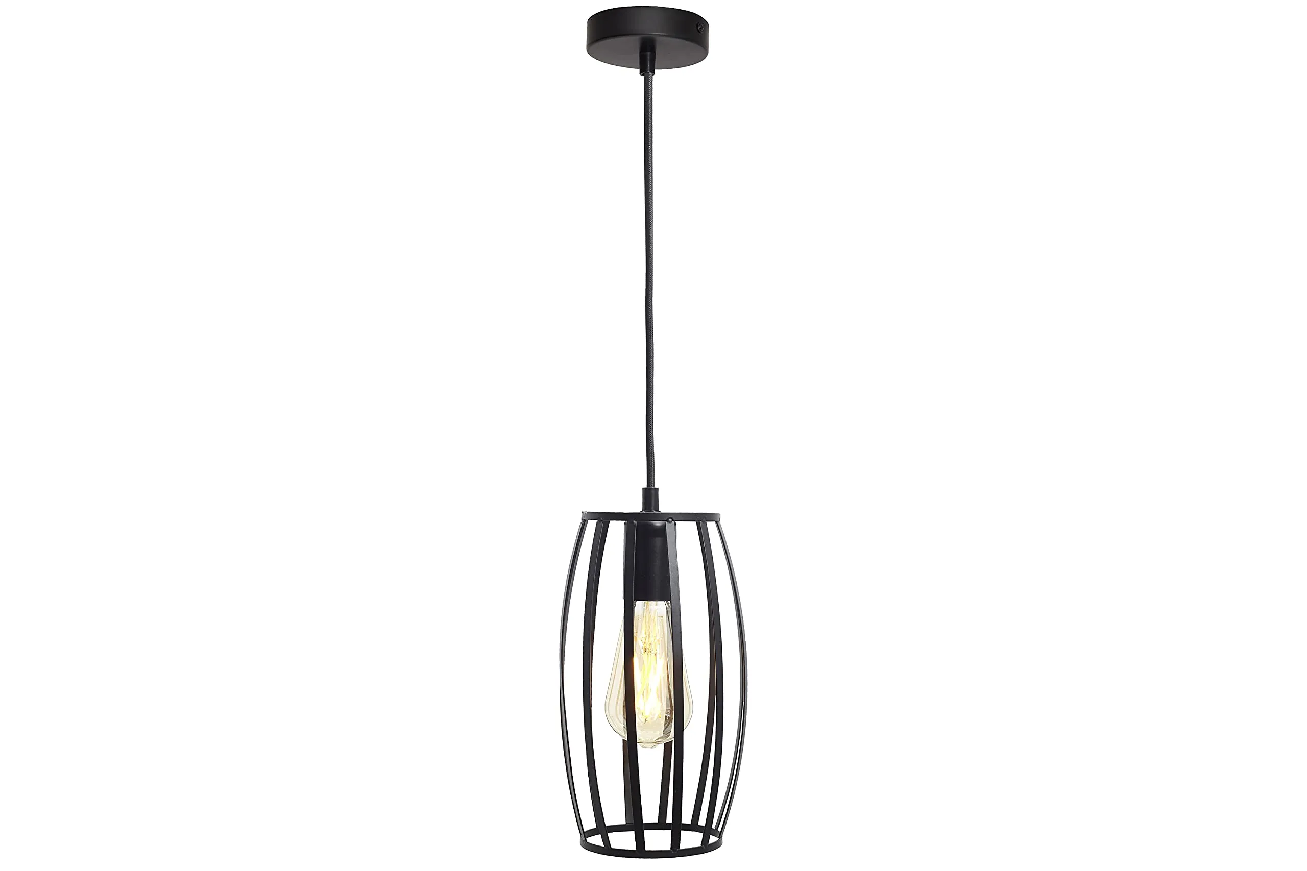 4lite Smart Wiz Connected Decorative Pear Cage Pendant with Smart LED Bulb Matte Black Finish E27 ST65 Amber Coated Filament Bulb Included 6.5w 720lm WiFi Bluetooth Cool White Warm White