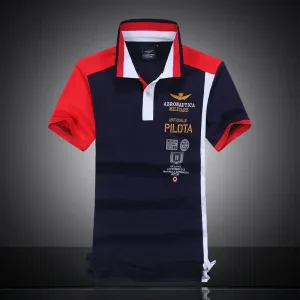 Aeronautica Militare  Pilot Short Sleeve Shirt  Polo-Navy-blue