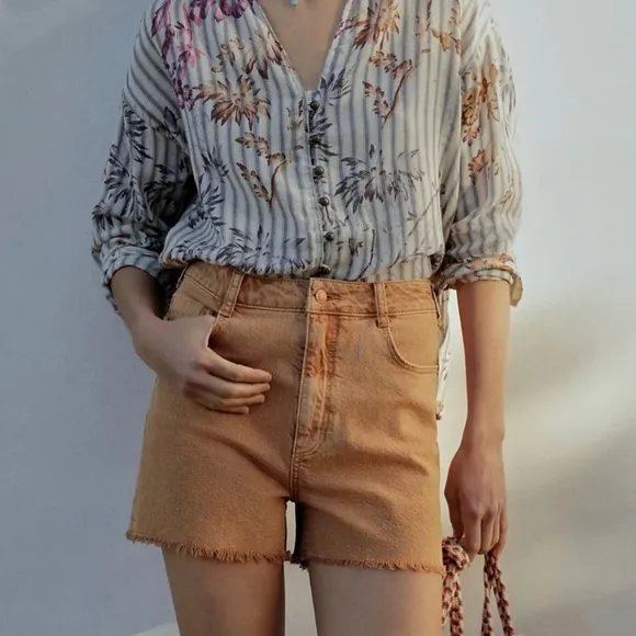 Anthropologie Pilcro Ultra High Rise Ochre Shorts NWT New 25