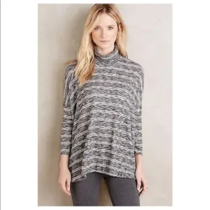 Anthropologie Postmark Stripe Swing Turtleneck