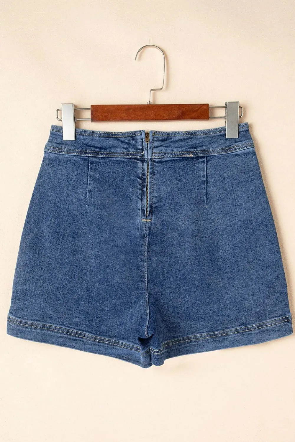 Asymmetrical Denim Skort with Pockets 4-16