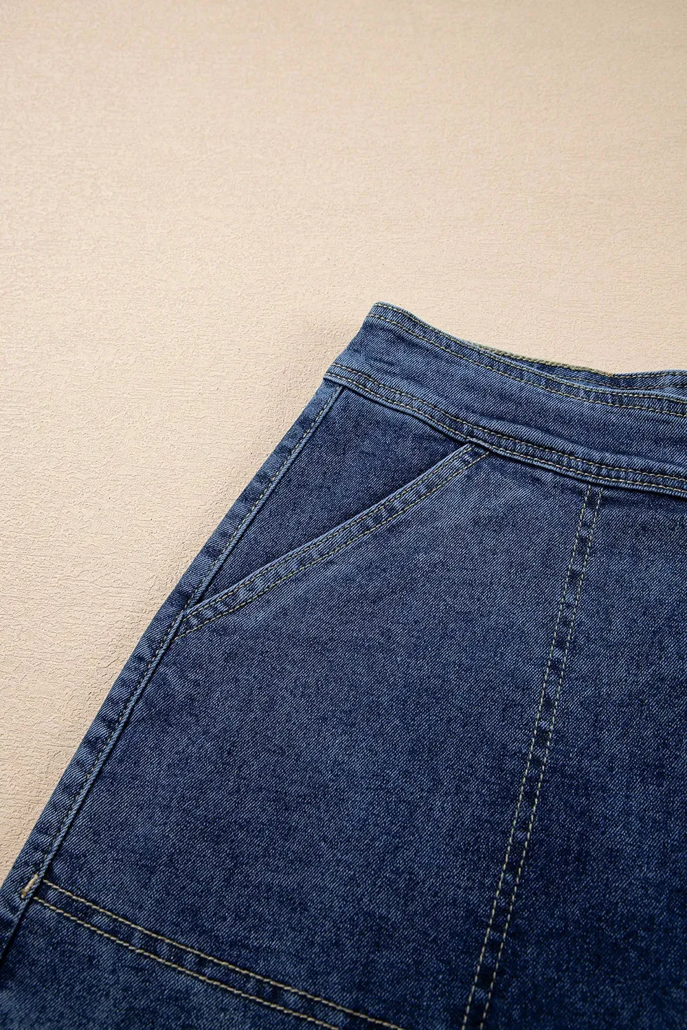 Asymmetrical Denim Skort with Pockets 4-16