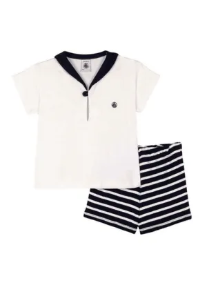Baby Boy Sailor Top and Shorts in Navy and White