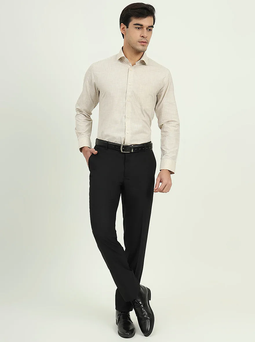 Beige Solid Slim Fit Formal Shirt | Greenfire