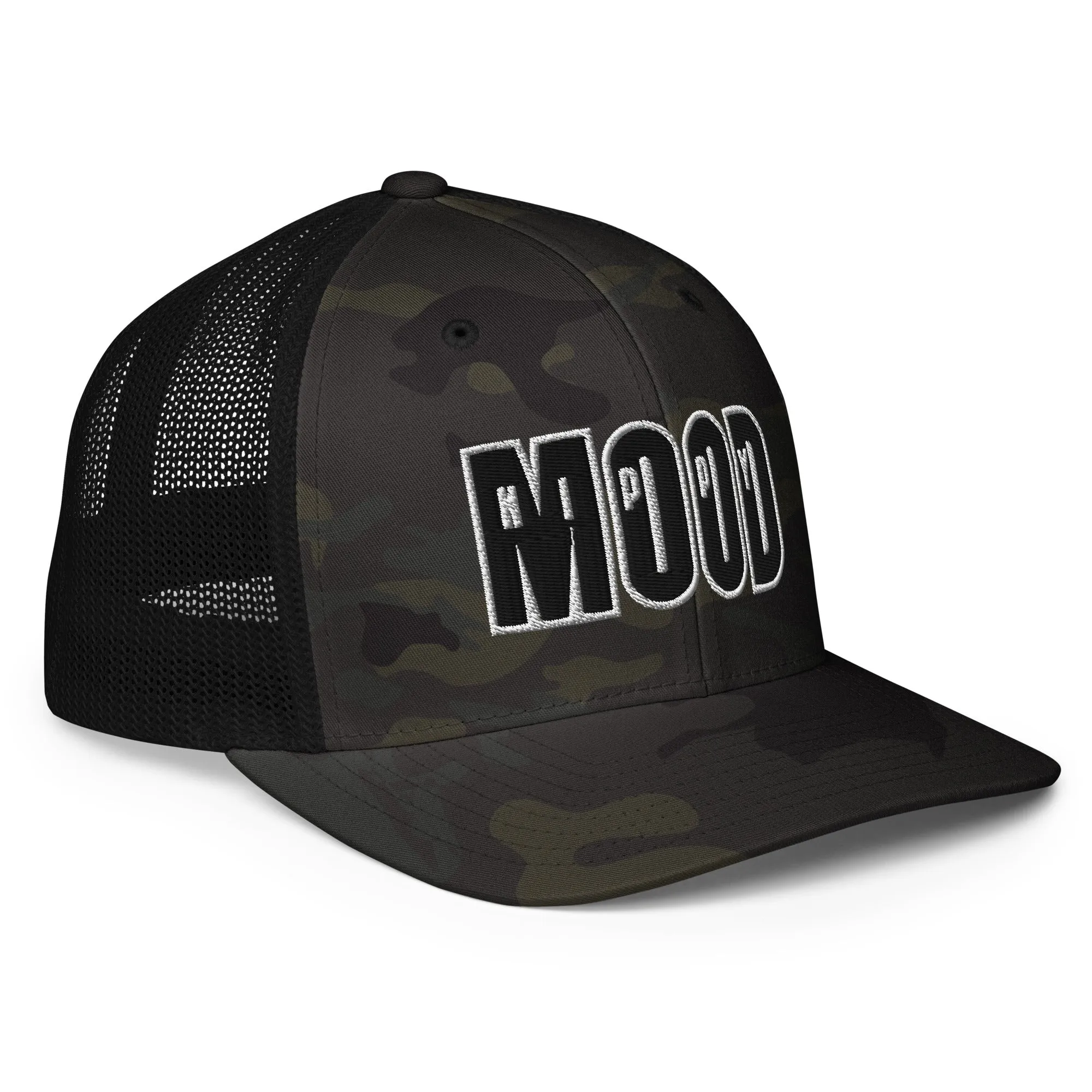 Black & White Print Closed-back Trucker Cap