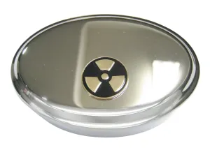 Black and Gold Toned Radioactive Symbol Oval Trinket Jewelry Box