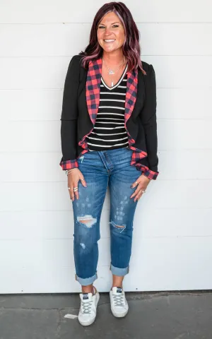 Black Buffalo Plaid Blazer | Heimish - Final Sale
