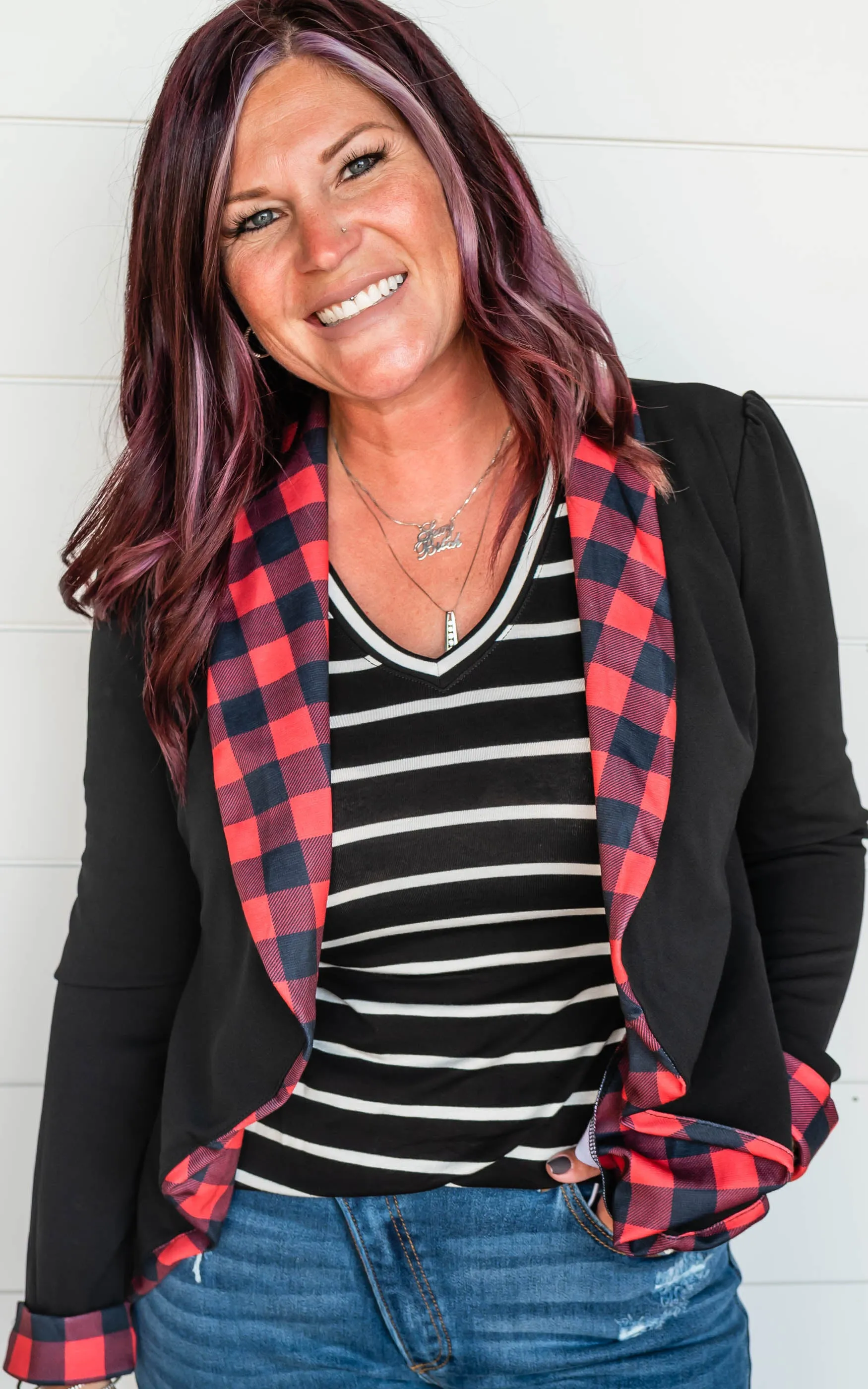 Black Buffalo Plaid Blazer | Heimish - Final Sale