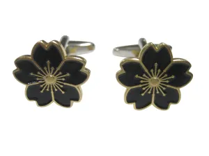 Black Cherry Blossom Flower Cufflinks