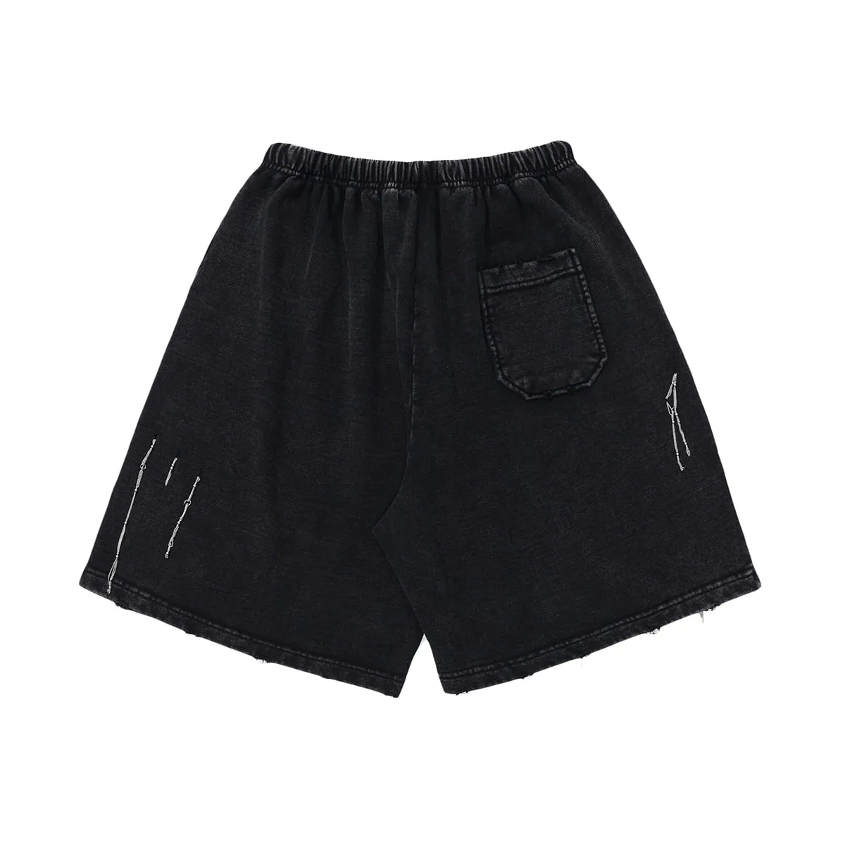 Black Washed Distressed Chain Shorts
