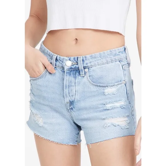[BLANKNYC] Womens Luxury Clothing Indigo Barrow Vintage High Rise Denim Shorts