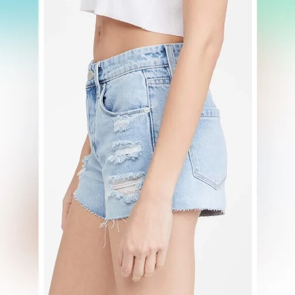 [BLANKNYC] Womens Luxury Clothing Indigo Barrow Vintage High Rise Denim Shorts