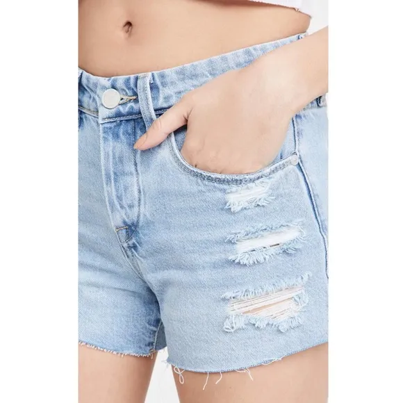 [BLANKNYC] Womens Luxury Clothing Indigo Barrow Vintage High Rise Denim Shorts