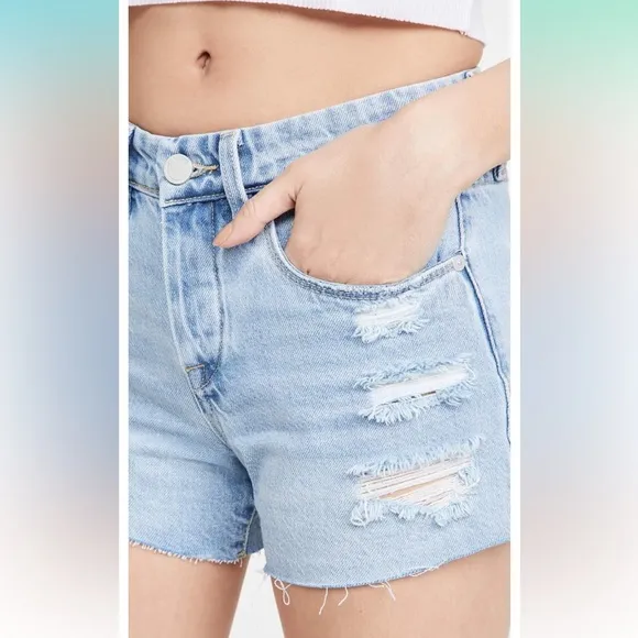 [BLANKNYC] Womens Luxury Clothing Indigo Barrow Vintage High Rise Denim Shorts