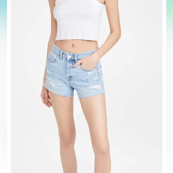 [BLANKNYC] Womens Luxury Clothing Indigo Barrow Vintage High Rise Denim Shorts