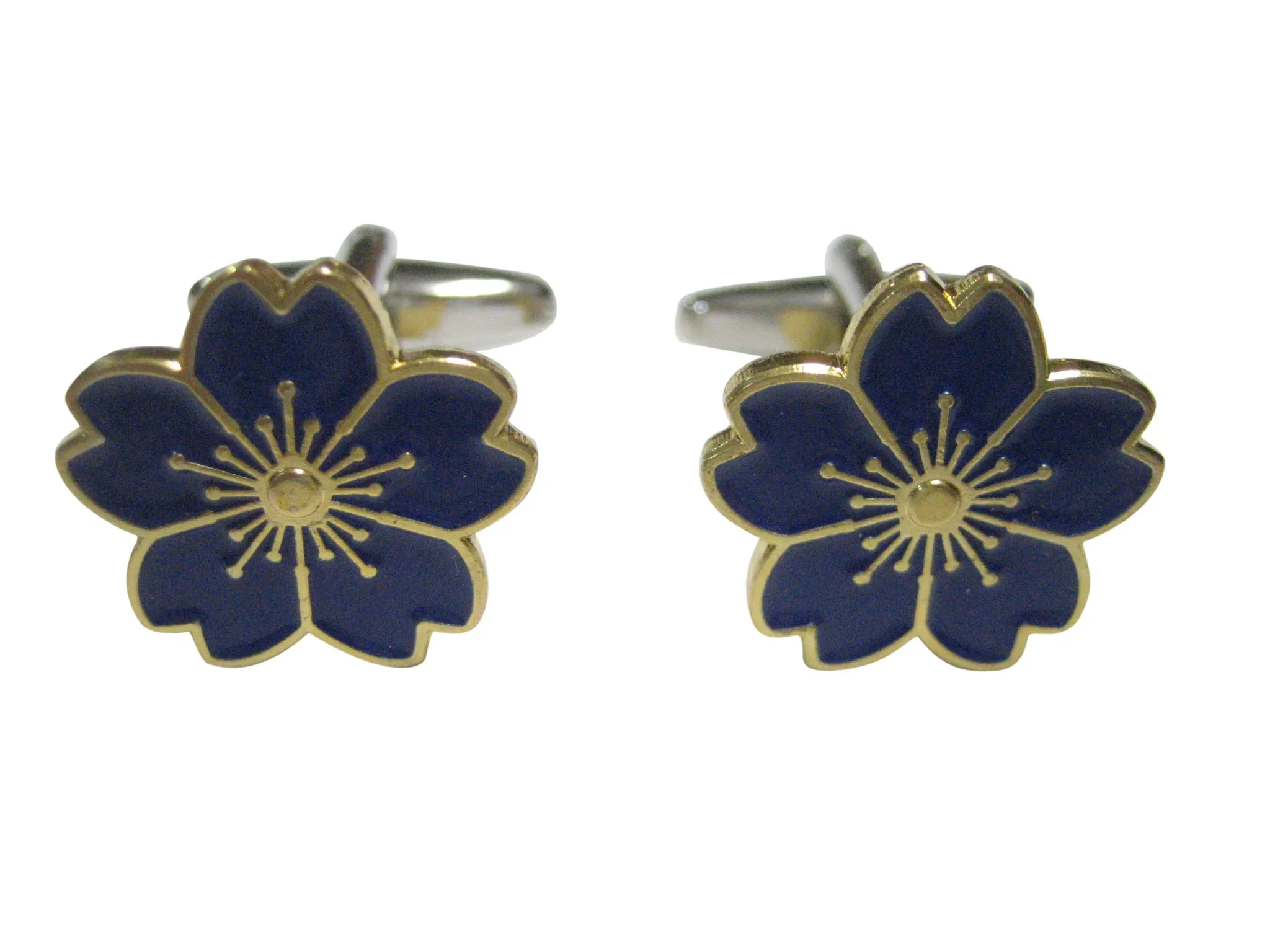 Blue Cherry Blossom Flower Cufflinks