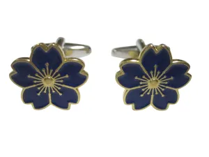 Blue Cherry Blossom Flower Cufflinks