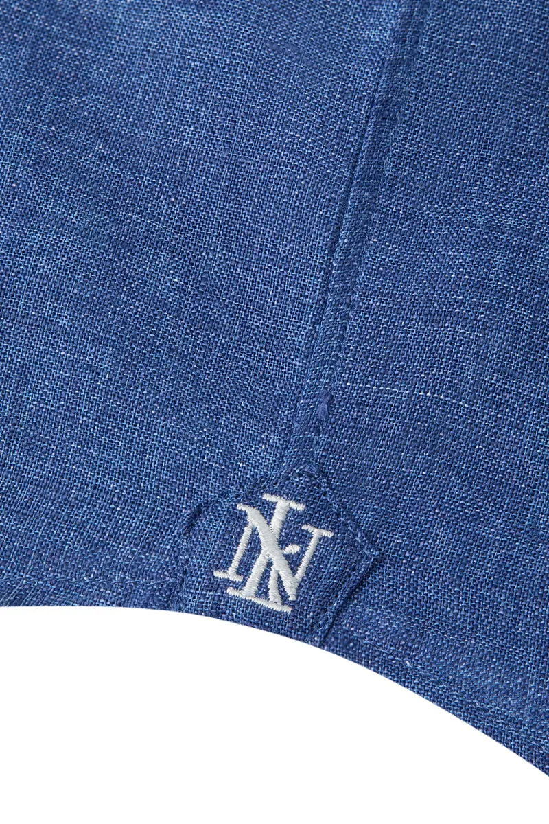 Blue Cutaway Collar Standard Fit Linen Shirt
