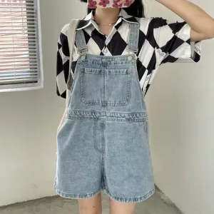 Blue Denim Shorts Summer Loose Wide Leg Shorts Korean Jumpsuit Shorts For Women