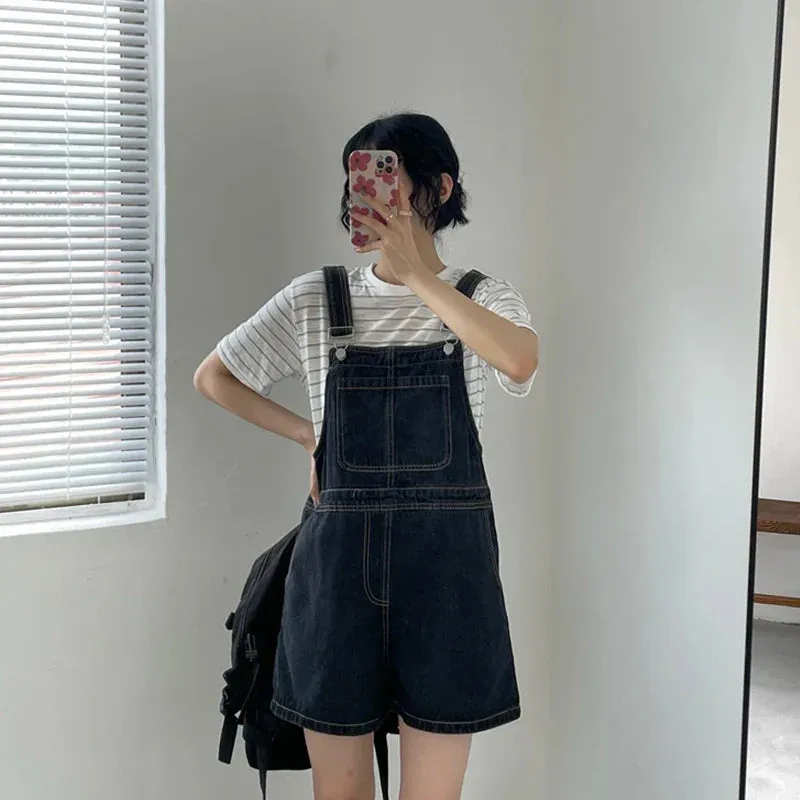 Blue Denim Shorts Summer Loose Wide Leg Shorts Korean Jumpsuit Shorts For Women