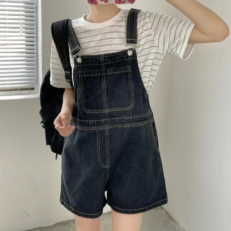 Blue Denim Shorts Summer Loose Wide Leg Shorts Korean Jumpsuit Shorts For Women