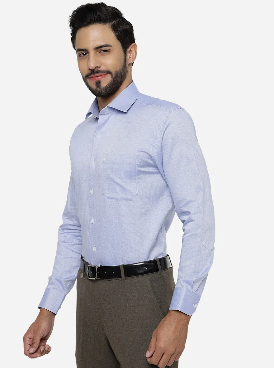 Blue Solid Regular Fit Formal Shirt | JadeBlue