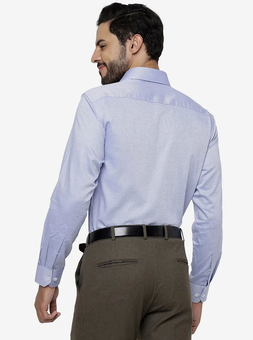Blue Solid Regular Fit Formal Shirt | JadeBlue