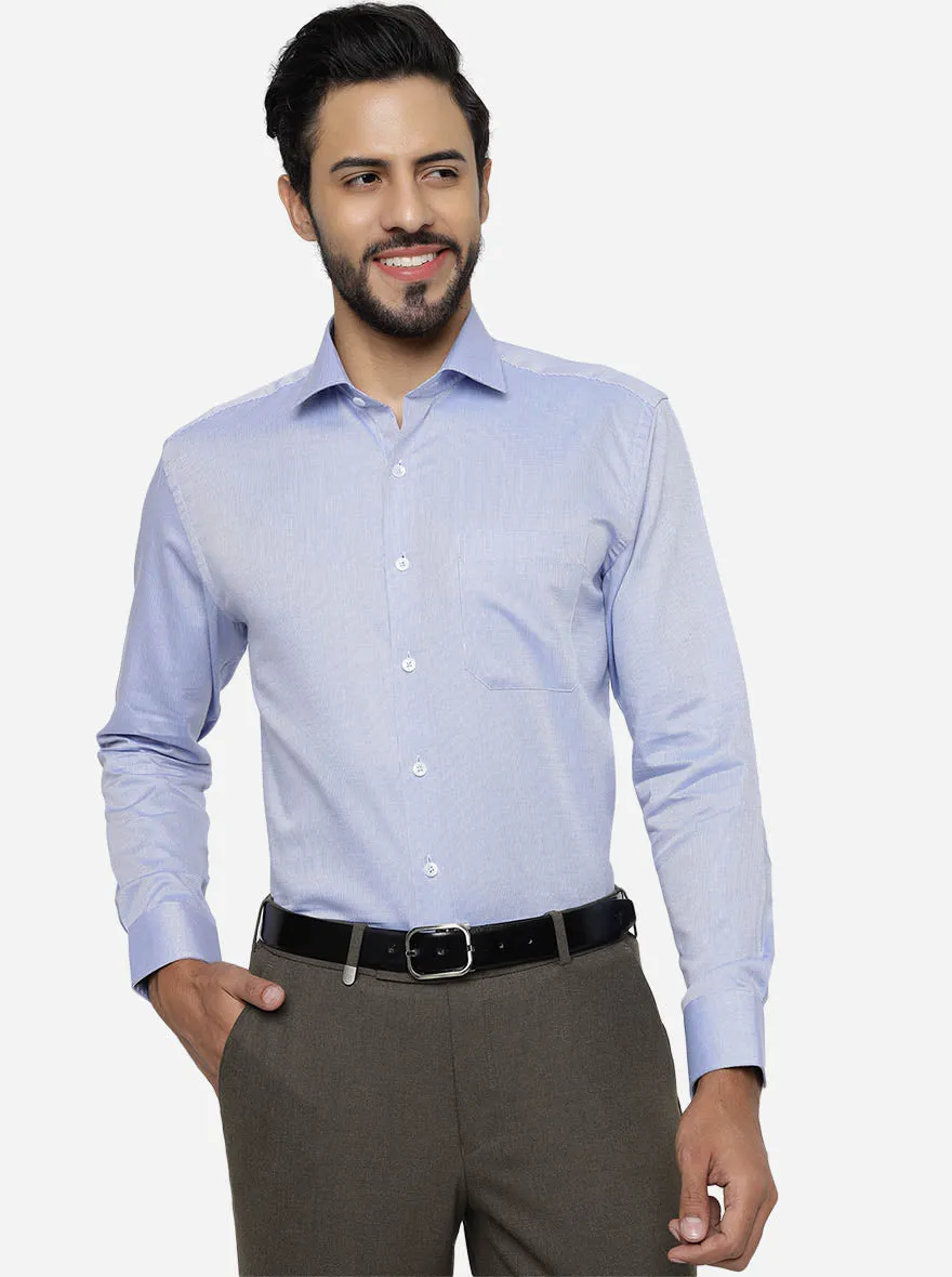 Blue Solid Regular Fit Formal Shirt | JadeBlue