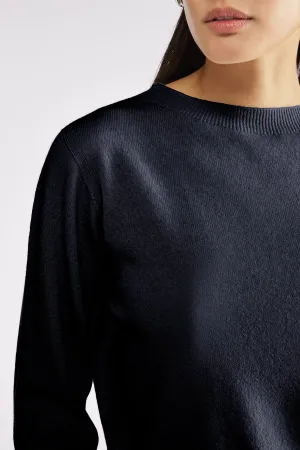 BOAT NECK SOLID CASHMERE SWEATER - NIGHT