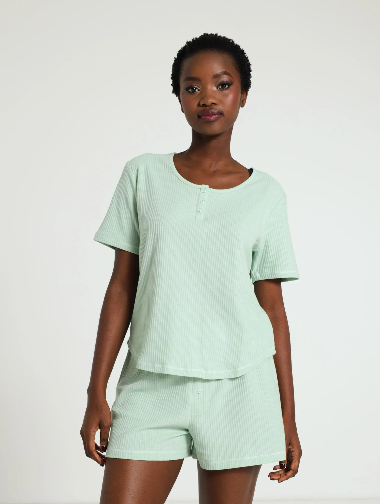 Boxy Waffle Short - Aqua