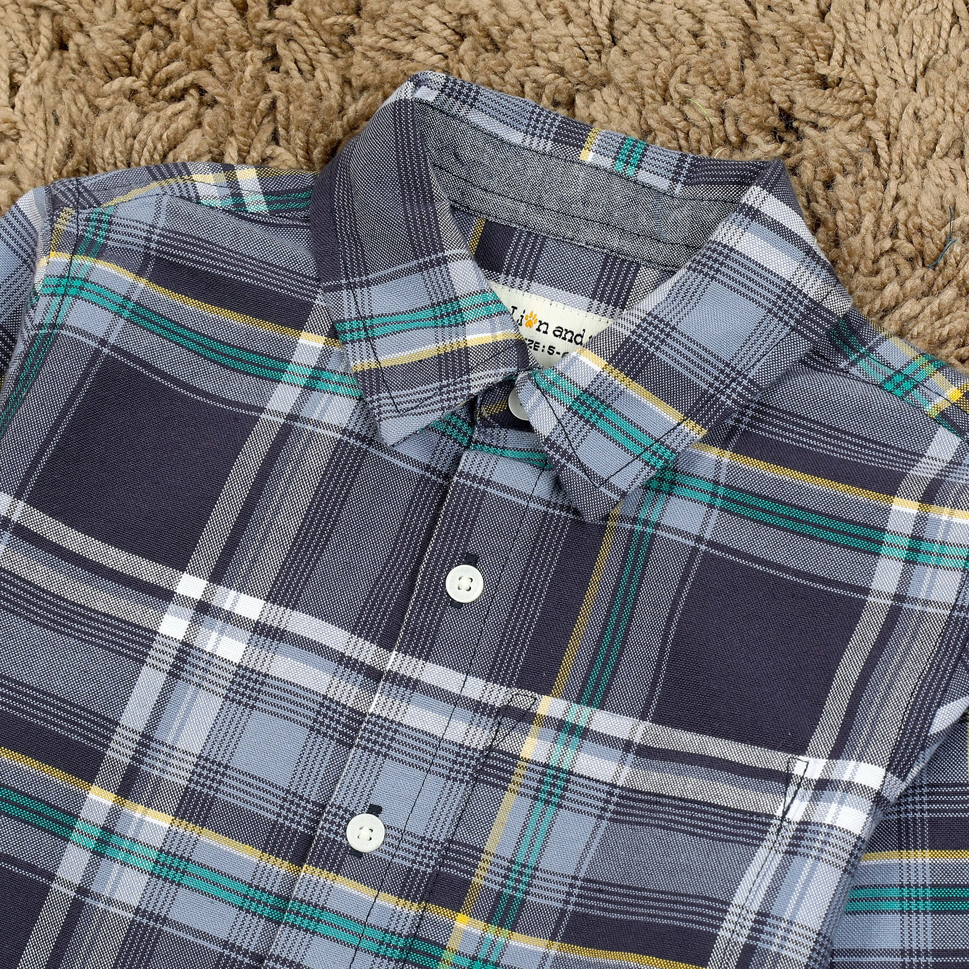 Boys Brushed Cotton Checkered Shirt Graphite
