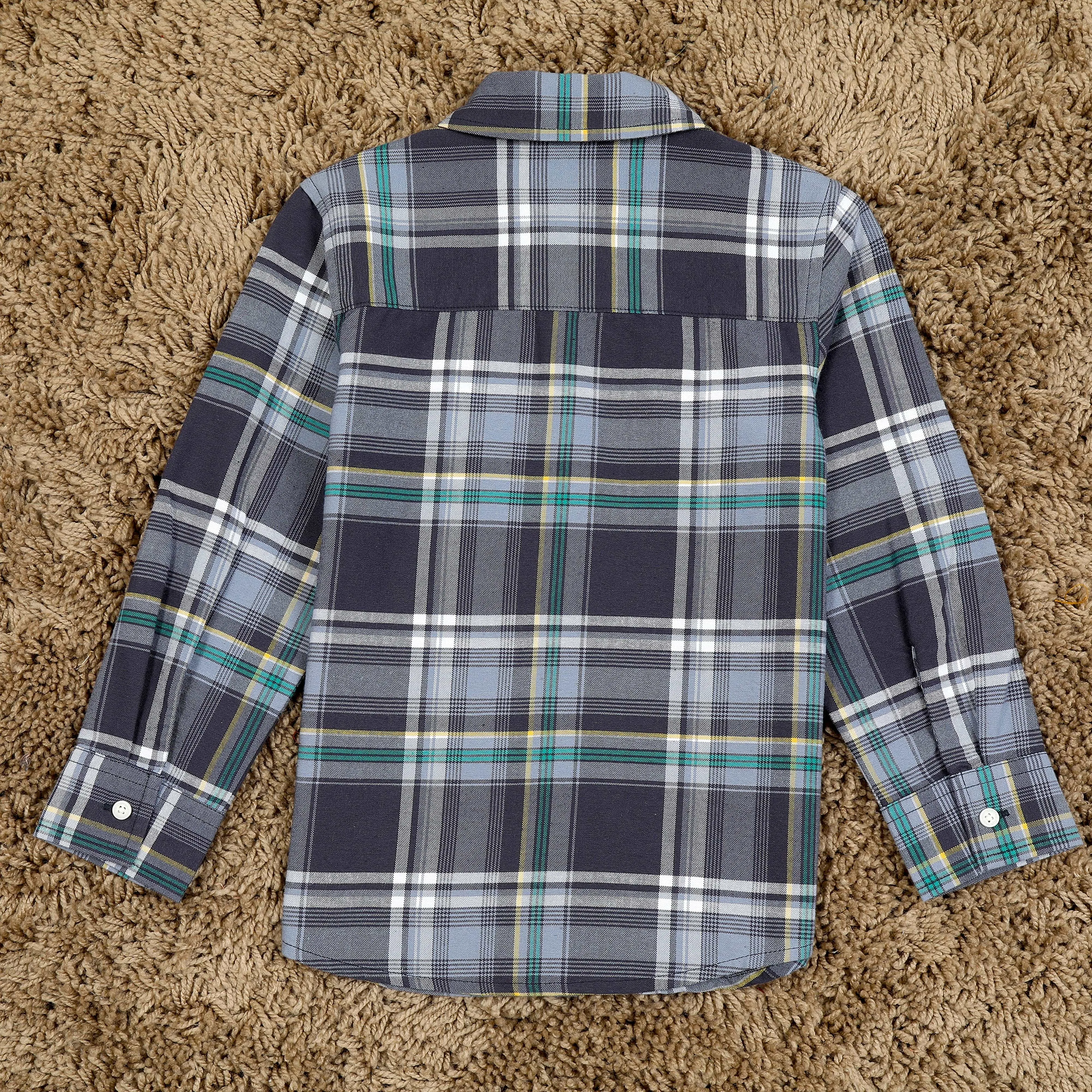 Boys Brushed Cotton Checkered Shirt Graphite