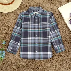 Boys Brushed Cotton Checkered Shirt Graphite