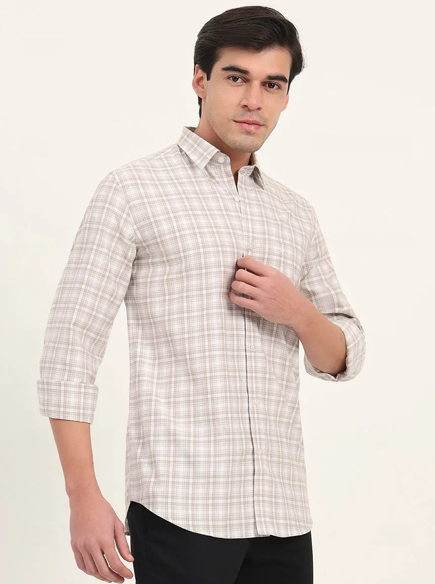 Brown Checked Slim Fit Semi Casual Shirt | Greenfibre