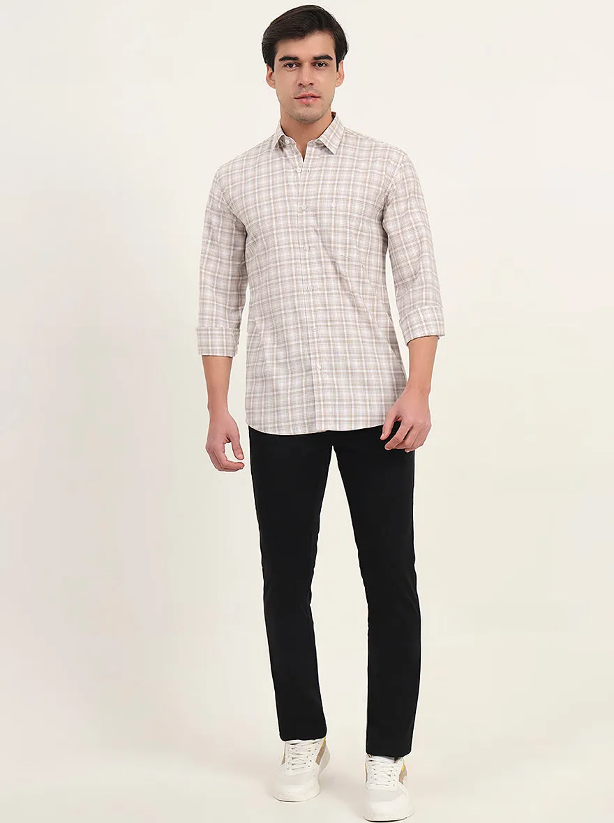 Brown Checked Slim Fit Semi Casual Shirt | Greenfibre