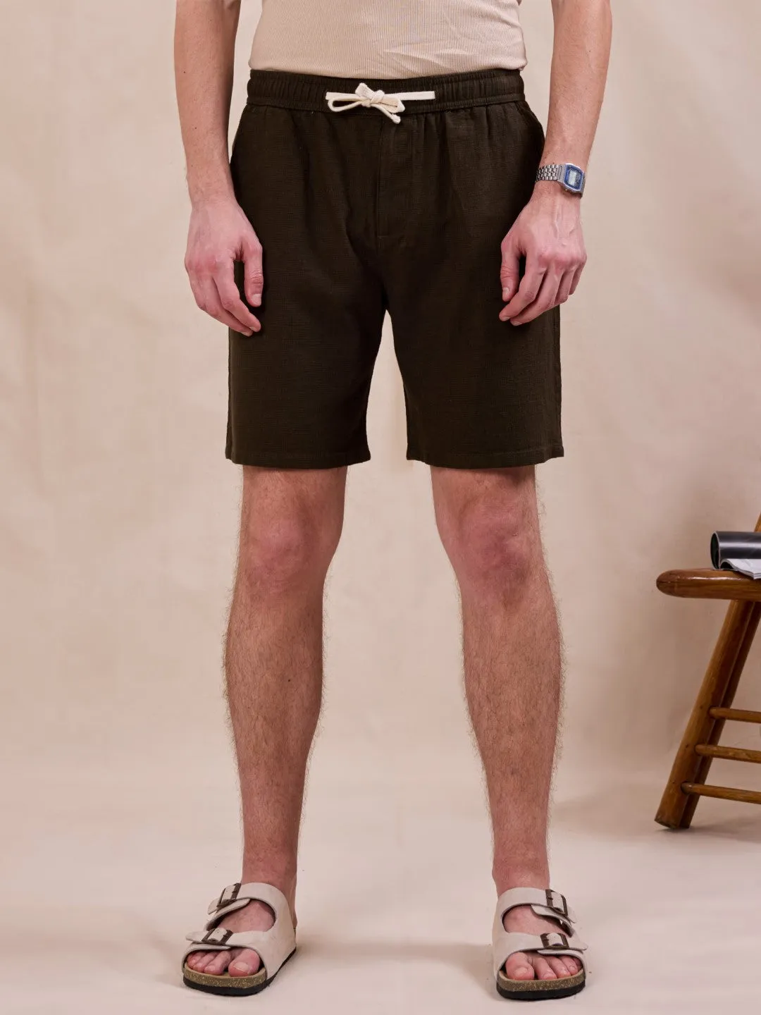 Brown Cotton Summer Shorts