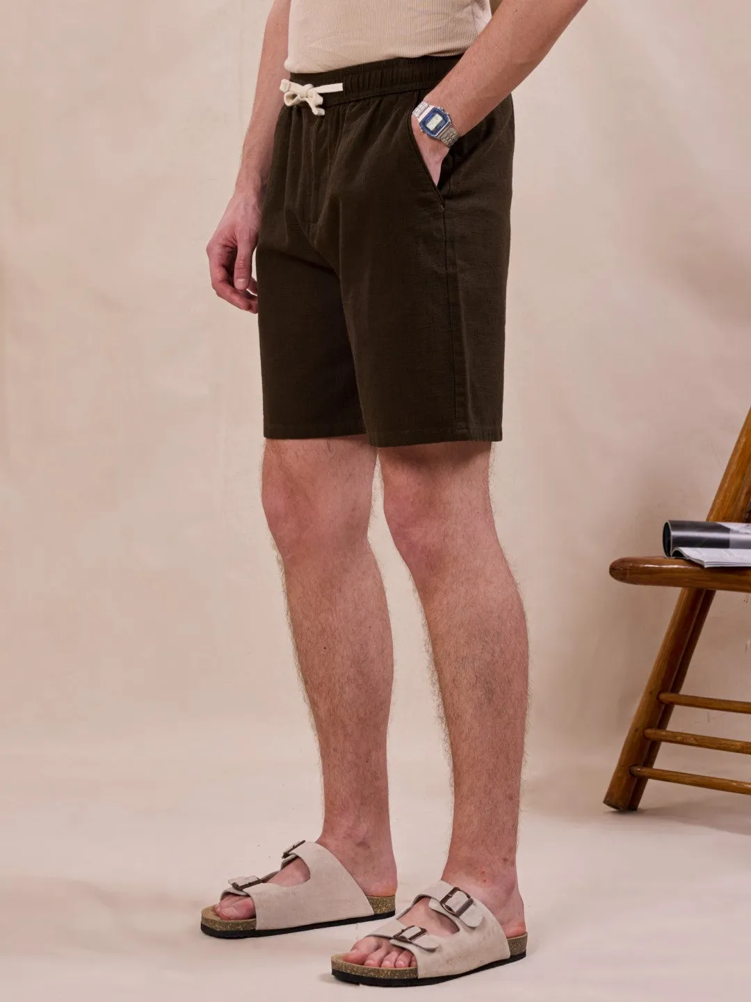Brown Cotton Summer Shorts