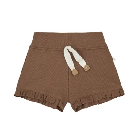 Brown Ribbed Shorts