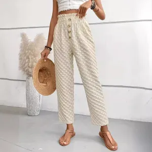 Buttoned Straight-Leg Trousers