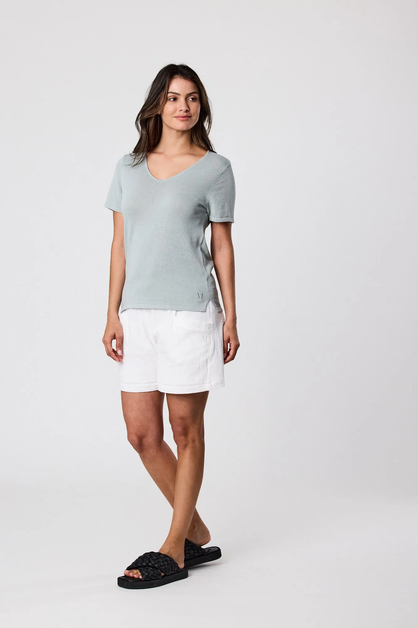 Castaway Knit Tee - Duck Egg